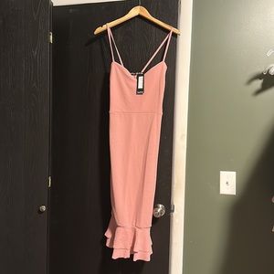 Boohoo Frill Edge Strappy Midi Dress Rose 18